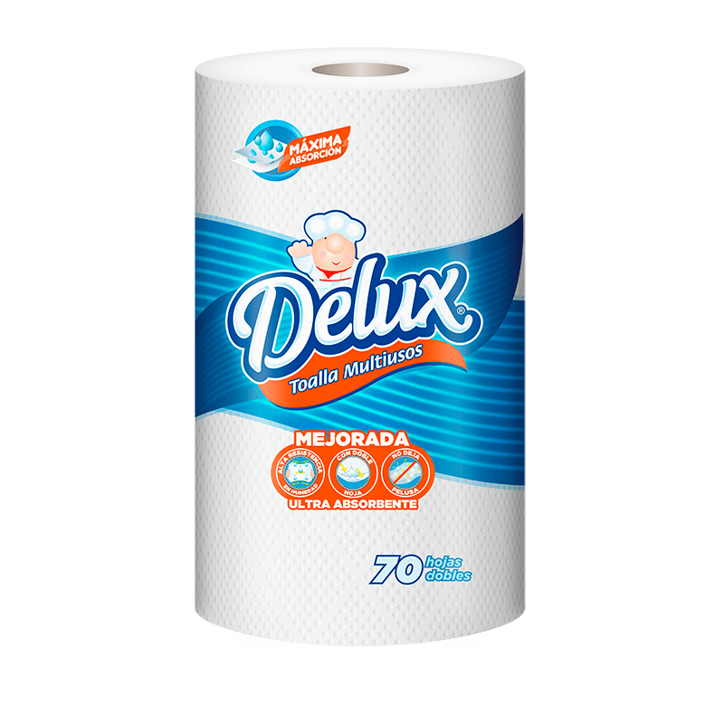 Papel Toalla Delux 1 ROLLO Blanco 70 Dobles Hojas