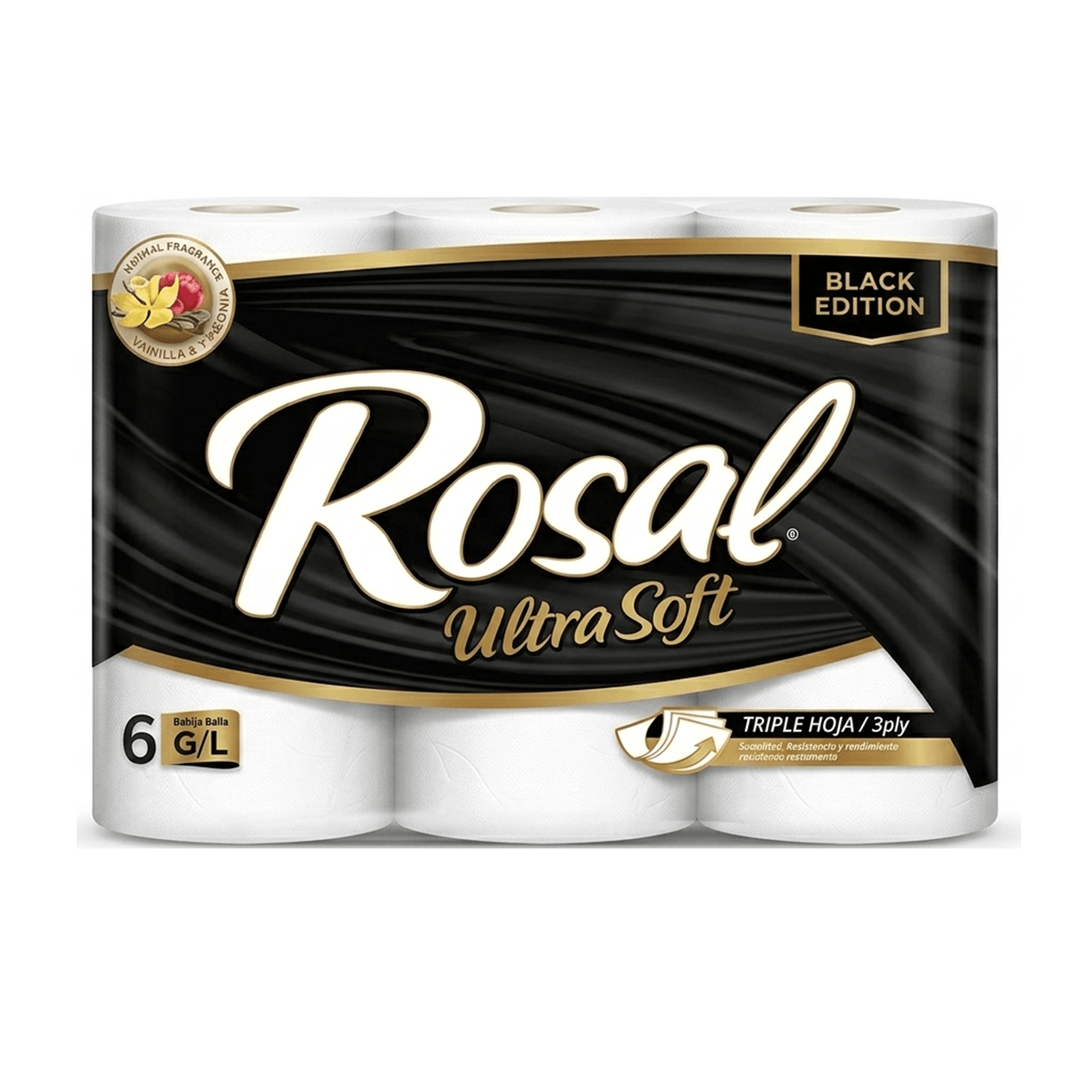 Papel Higiénico Rosal Black Triple Hoja 6 Rollos